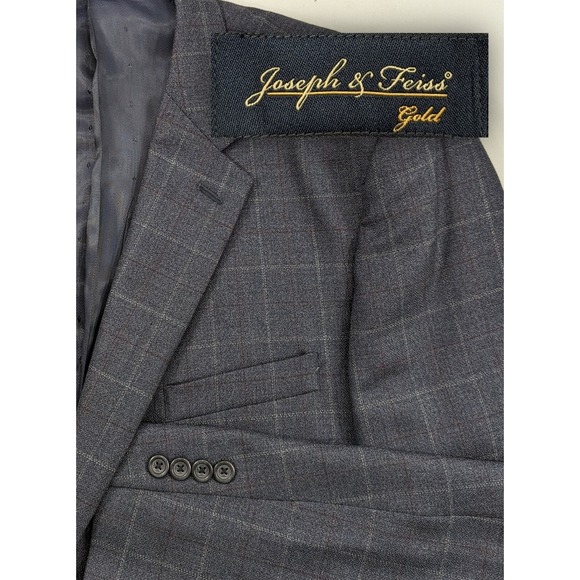 Joseph Feiss Gold Wool Blazer Sport Coat Suit Jacket Blue Gray 48R 52